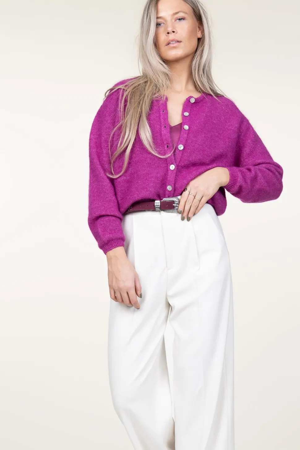 Cheap American Vintage Soft Alpaca Cardigan Vitow | Purple... | | Little Soho