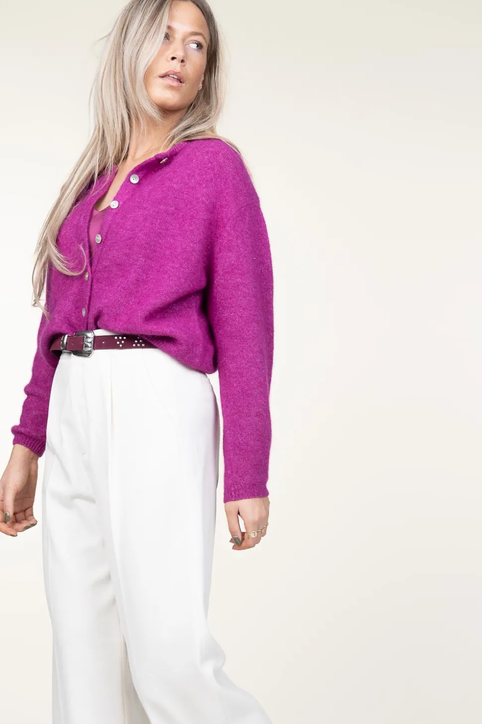 Cheap American Vintage Soft Alpaca Cardigan Vitow | Purple... | | Little Soho