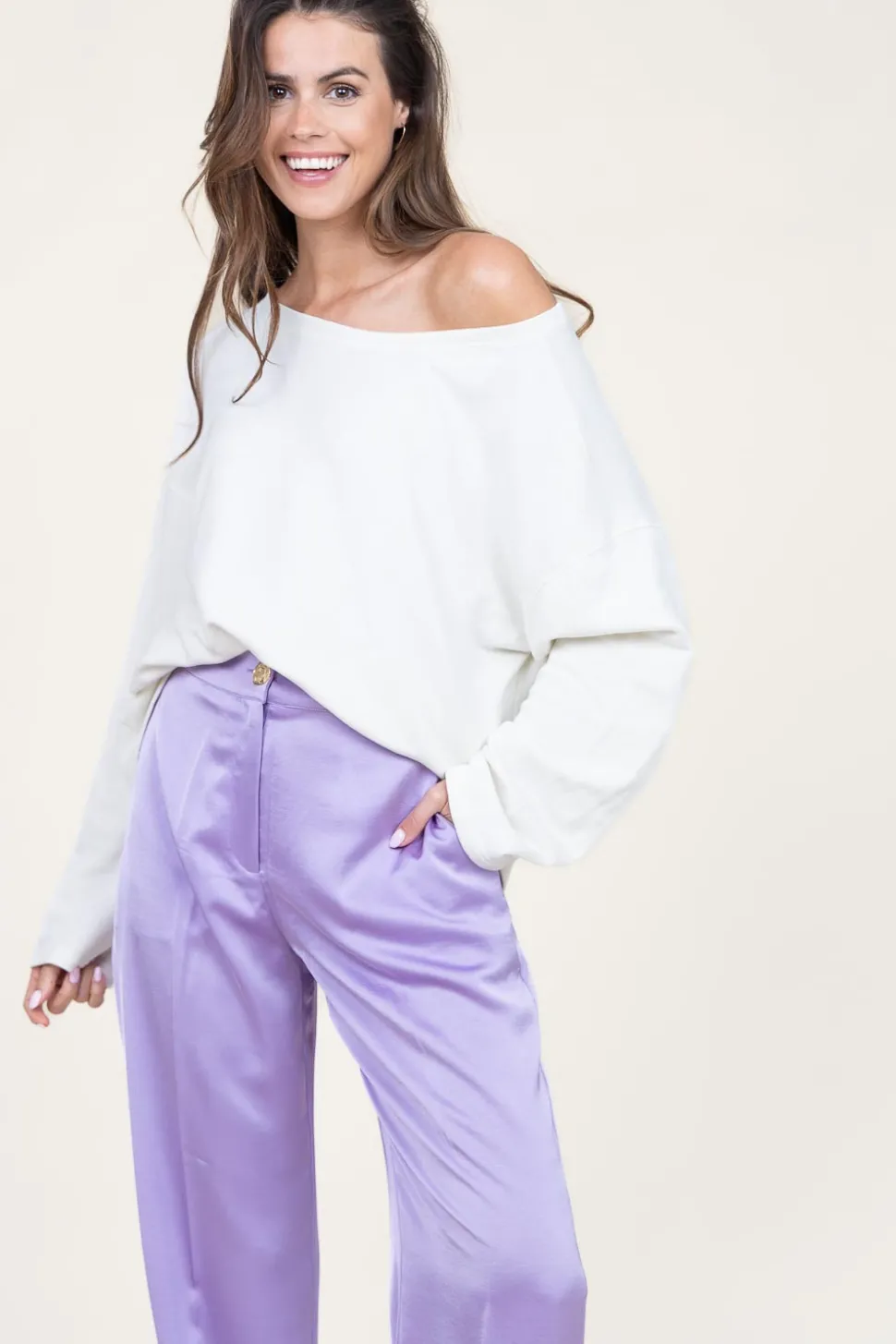 New American Vintage Soft Oversized Sweater Hapylife | White... | | Little Soho