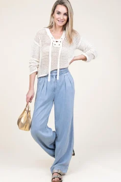 Best Aaiko Soft Tencel Pleated Pants Fredrique | Blue... | | Little Soho