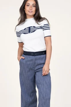 Hot Twinset Soft Viscose Top With Logo Sienna | Blue... | | Little Soho