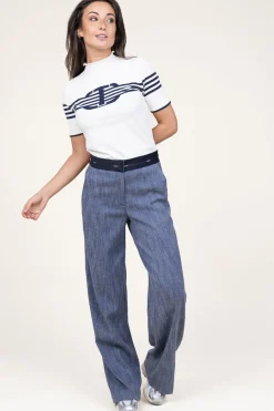 Hot Twinset Soft Viscose Top With Logo Sienna | Blue... | | Little Soho