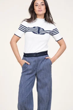 Hot Twinset Soft Viscose Top With Logo Sienna | Blue... | | Little Soho