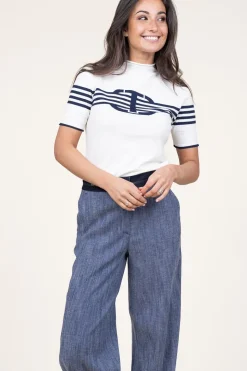 Hot Twinset Soft Viscose Top With Logo Sienna | Blue... | | Little Soho