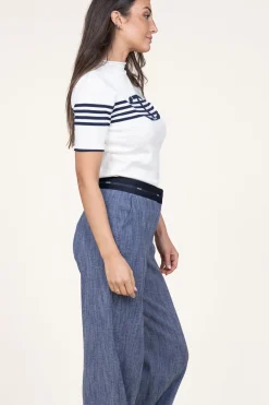 Hot Twinset Soft Viscose Top With Logo Sienna | Blue... | | Little Soho