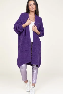 Online American Vintage Soft Wool Mix Maxi Cardigan Zolly | Purple... | | Little Soho
