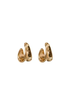 Sale Bandhu Stainless Steel Gold Plated Earrings Dent | Gold... | | Little Soho