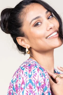 Hot Bandhu Stainless Steel Gold Plated Earrings Ribble | Gold... | | Little Soho