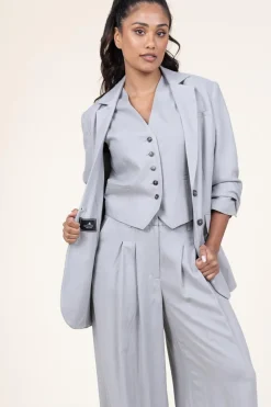 Best Sale Herskind Straight Blazer In Linen Blend Mercy | Grey... | | Little Soho