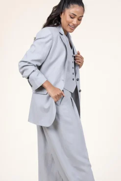 Best Sale Herskind Straight Blazer In Linen Blend Mercy | Grey... | | Little Soho