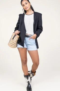 Discount 7 For All Mankind Stretch Denim Short Roll | Blue... | | Little Soho