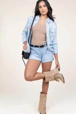 Discount 7 For All Mankind Stretch Denim Short Roll | Blue... | | Little Soho