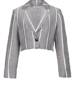 Cheap IRO Striped Cropped Blazer Dupa | Navy/Ecru... | | Little Soho