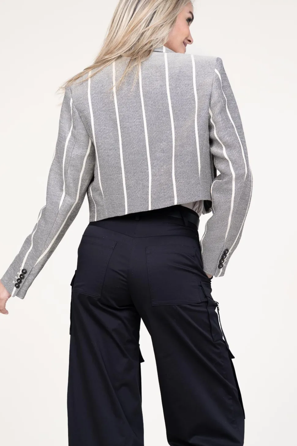 Cheap IRO Striped Cropped Blazer Dupa | Navy/Ecru... | | Little Soho