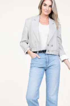 Best Sale Aaiko Striped Cropped Blazer Mille | Grey... | | Little Soho