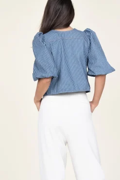 Hot Co'Couture Striped Top With Bow Details Billy | Blue... | | Little Soho