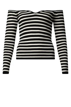 Sale ba&sh Striped Tricot Top Owais | Black & White... | | Little Soho