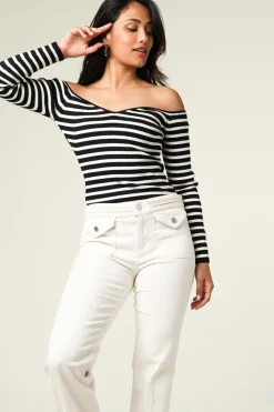 Sale ba&sh Striped Tricot Top Owais | Black & White... | | Little Soho
