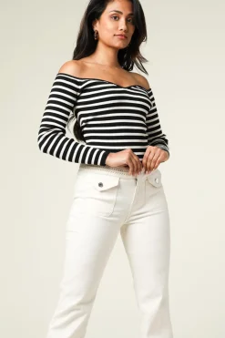 Sale ba&sh Striped Tricot Top Owais | Black & White... | | Little Soho