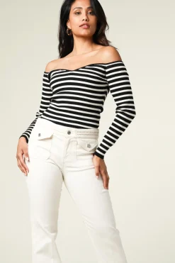Sale ba&sh Striped Tricot Top Owais | Black & White... | | Little Soho