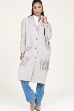 Cheap Alter Ego Suede Coat With Frills Linda | Beige... | | Little Soho