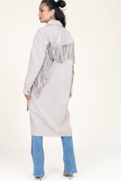 Cheap Alter Ego Suede Coat With Frills Linda | Beige... | | Little Soho