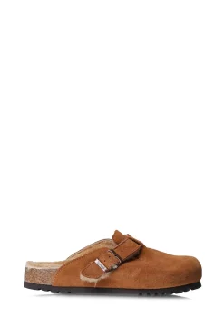 Best Scholl Suede Sandals With Sheep Wool Fae | Camel... | | Little Soho