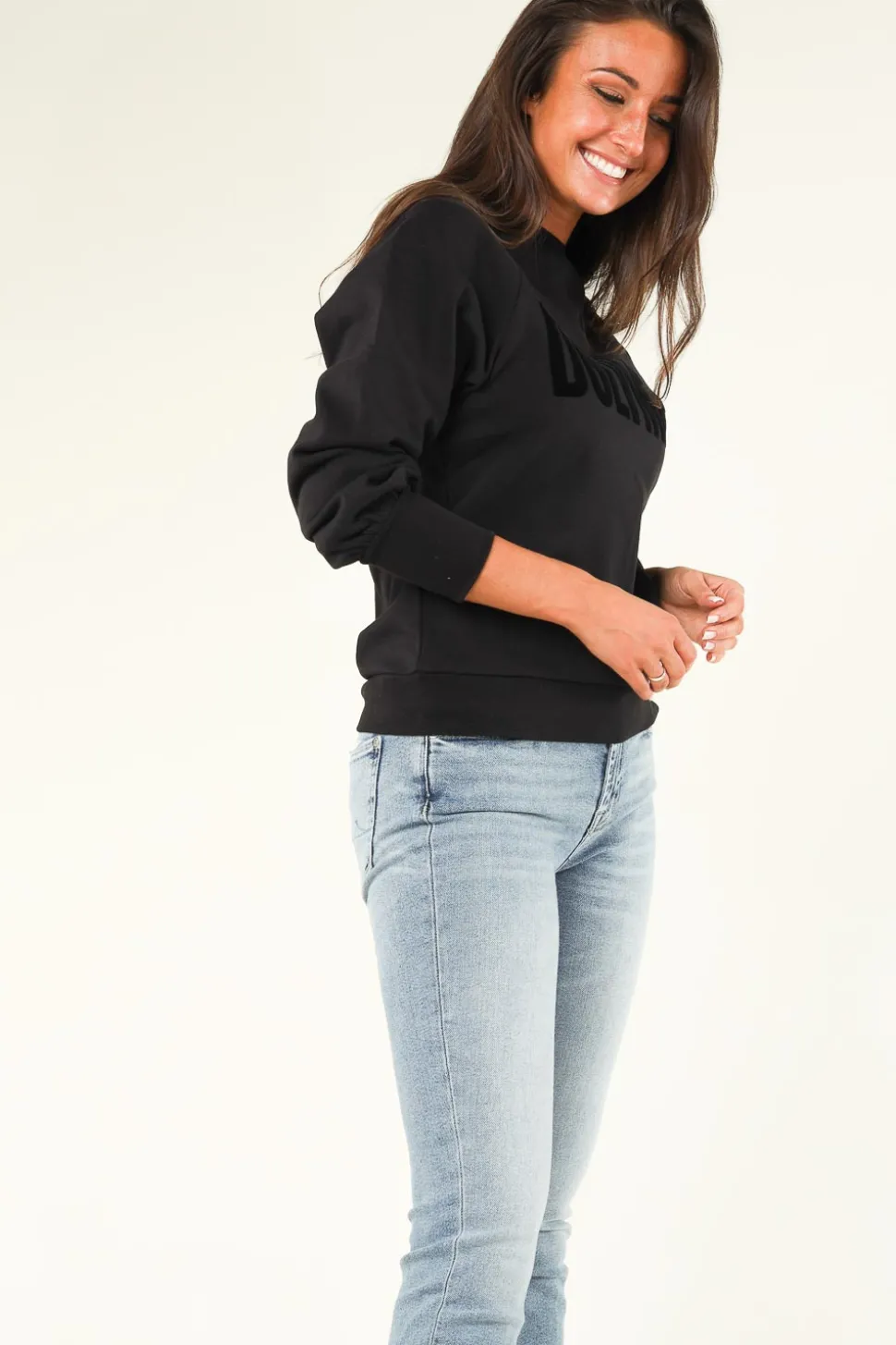 Shop Dante 6 Sweater With Balloon Sleeves Love Me | Black... | | Little Soho