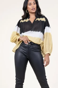 Hot ba&sh Tie-Dye Top With Balloon Sleeves Harvey | Yellow... | | Little Soho