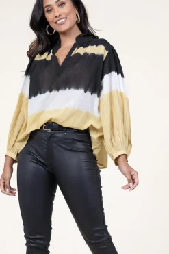 Hot ba&sh Tie-Dye Top With Balloon Sleeves Harvey | Yellow... | | Little Soho