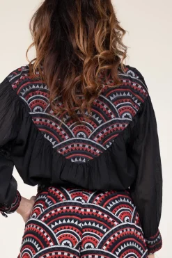 Shop Greek Archaic Kori Top With Embroidery | Black... | | Little Soho