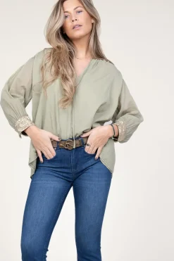 Store Greek Archaic Kori Top With Embroidery Isadora | Green... | | Little Soho