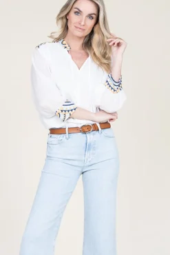 Online Greek Archaic Kori Top With Embroidery Isadora | Natural... | | Little Soho