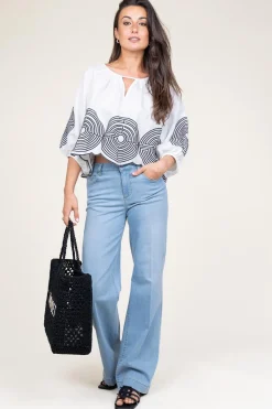 Outlet Greek Archaic Kori Top With Labyrinth Embroidery Nore | White... | | Little Soho