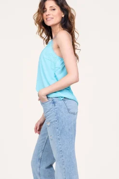 Hot CC Heart Top With Lace Details Puck | Blue... | | Little Soho