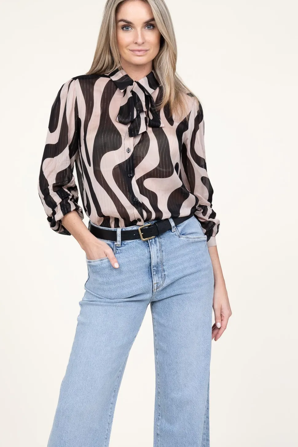 Sale Liu Jo Transparant Blouse With Lurex Illusion | Beige... | | Little Soho