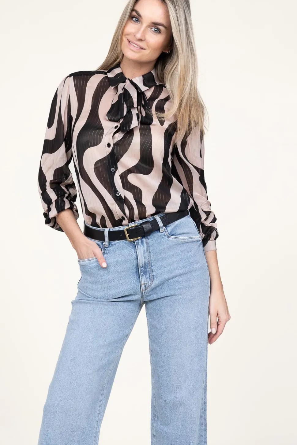 Sale Liu Jo Transparant Blouse With Lurex Illusion | Beige... | | Little Soho