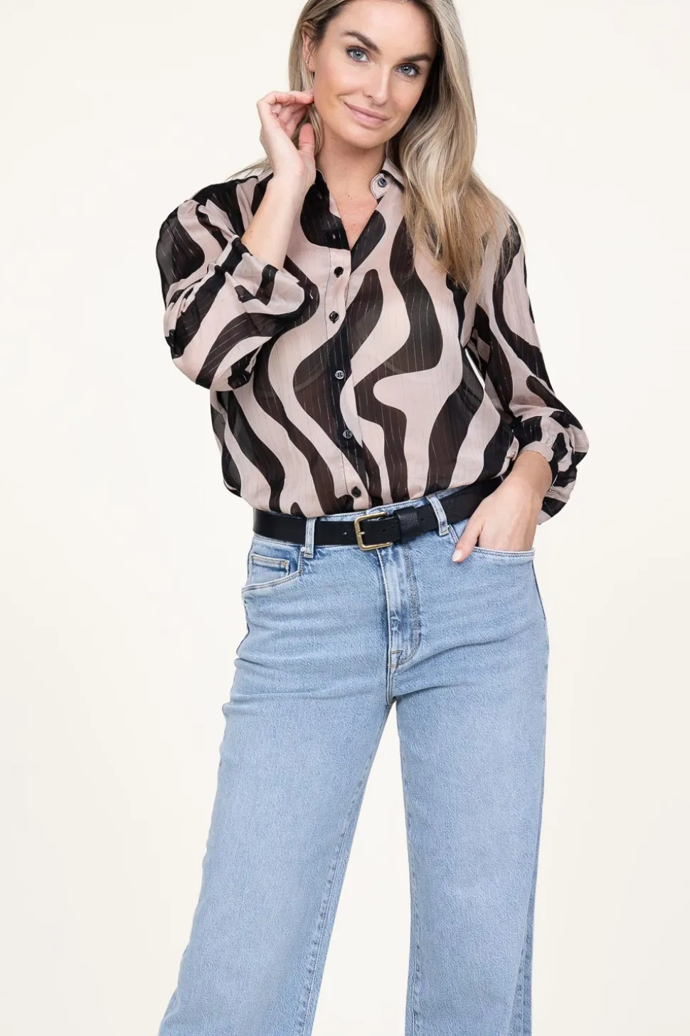 Sale Liu Jo Transparant Blouse With Lurex Illusion | Beige... | | Little Soho