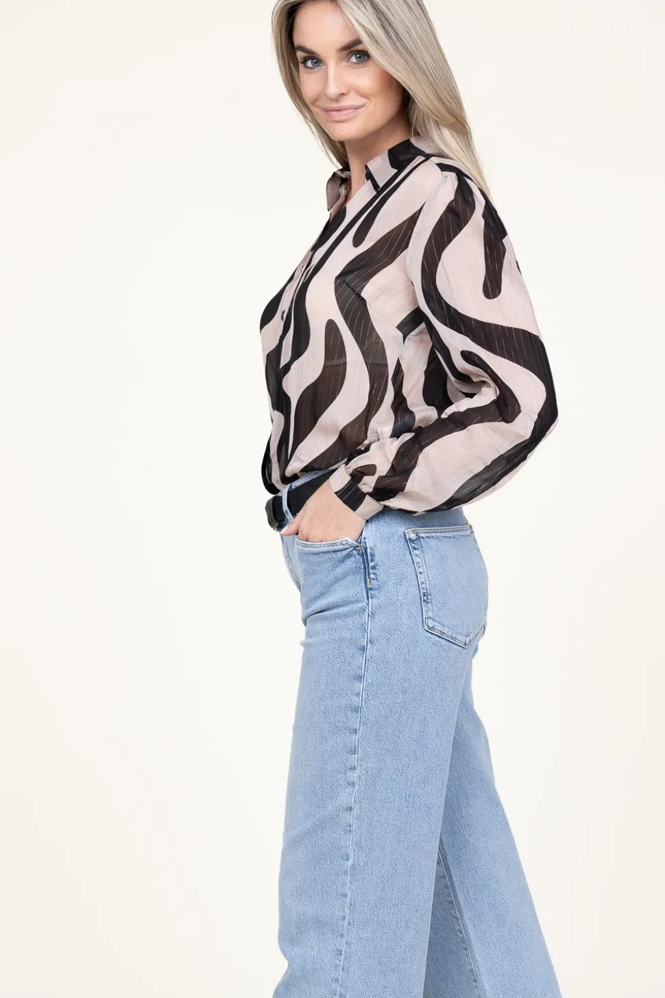 Sale Liu Jo Transparant Blouse With Lurex Illusion | Beige... | | Little Soho