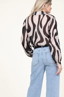 Sale Liu Jo Transparant Blouse With Lurex Illusion | Beige... | | Little Soho