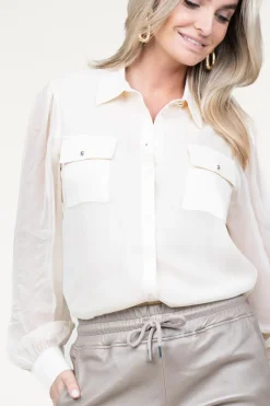 Sale Liu Jo Transparant Blouse With Puffed Sleeves Scopello | Natural... | | Little Soho