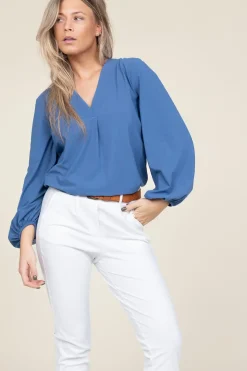 New D-ETOILES CASIOPE Travelwear Top Met V-Neck Arudy | Blue... | | Little Soho