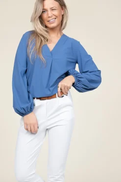 New D-ETOILES CASIOPE Travelwear Top Met V-Neck Arudy | Blue... | | Little Soho