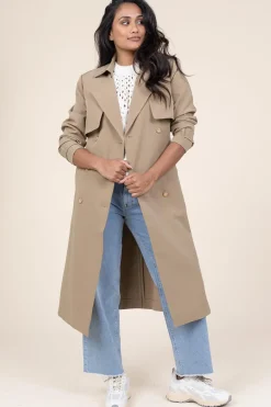 Fashion Aaiko Trenchcoat With Belt Tuanas | Olive/Sand... | | Little Soho