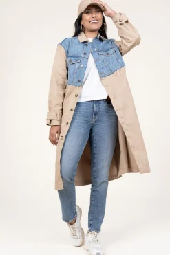 Cheap ba&sh Trenchcoat With Denim Detail Tomy | Beige... | | Little Soho