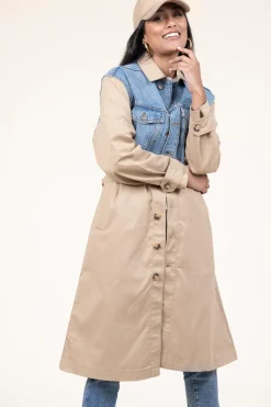 Cheap ba&sh Trenchcoat With Denim Detail Tomy | Beige... | | Little Soho