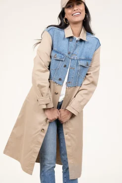 Cheap ba&sh Trenchcoat With Denim Detail Tomy | Beige... | | Little Soho