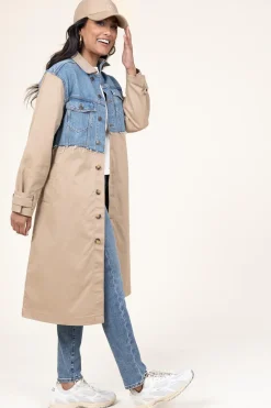Cheap ba&sh Trenchcoat With Denim Detail Tomy | Beige... | | Little Soho
