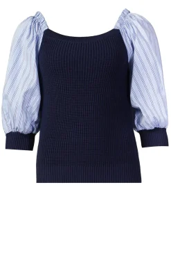 Sale Liu Jo Tricot Top With Poplin Sleeves Erice | Blue... | | Little Soho