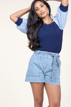 Sale Liu Jo Tricot Top With Poplin Sleeves Erice | Blue... | | Little Soho